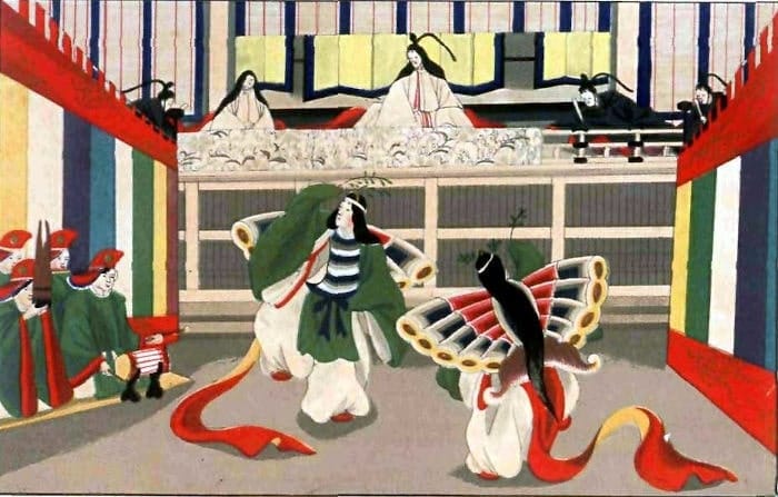 Danza de las mariposas Cortesanas japonesas ejecutando la danza de las mariposas