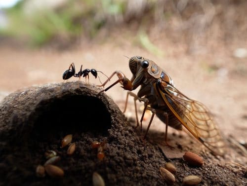 La cigarra y la hormiga (por Blasco Ibáñez) 2 Una hormiga conversa con una cigarra